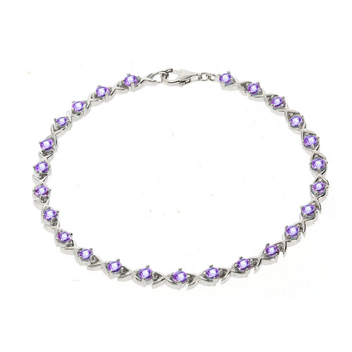 Gemvine Sterling Silver Purple Amethyst Bracelet in Silver