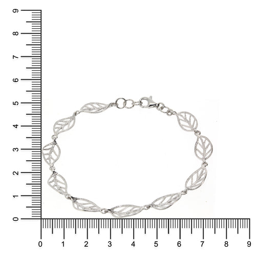 Gemvine Sterling Silver Leaf Bracelet in Silver with Clasp