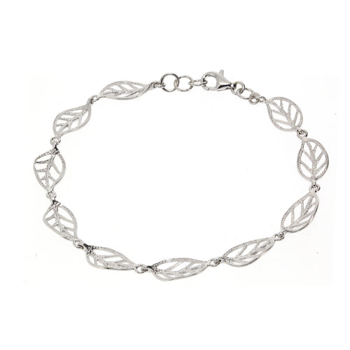 Gemvine Sterling Silver Leaf Bracelet in Silver with Clasp