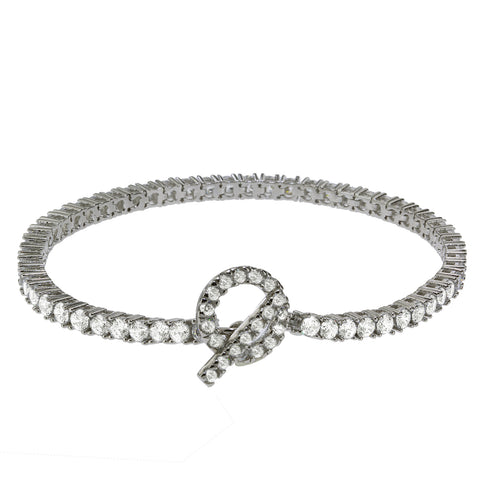 Gemvine Tennis Round Bracelet with Cubic Stones in Sterling Silver