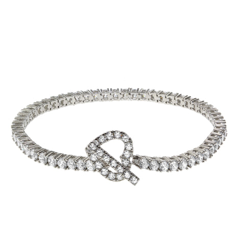 Gemvine Infinity Cubic Stone Bracelet in Sterling Silver
