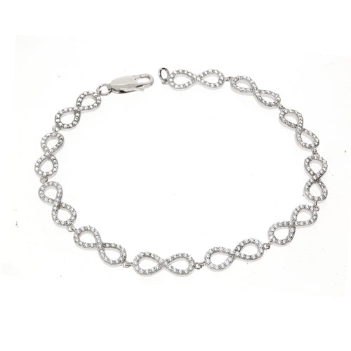 Gemvine Sterling Silver Infinity Bracelet with Cubic Zirconia Stones