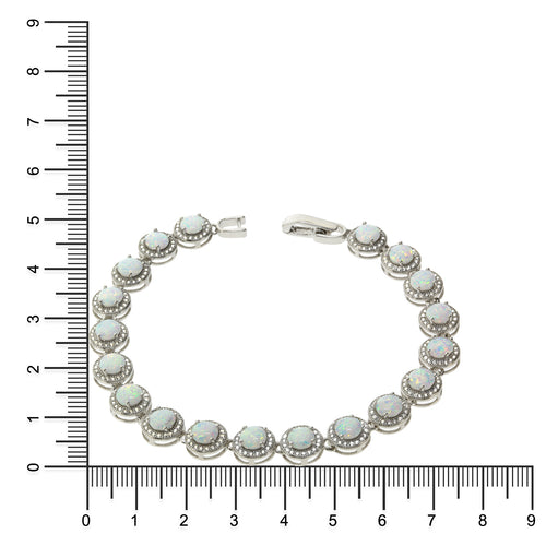 Gemvine Sterling Silver Round Opalique & Cubic Zirconia Bracelet