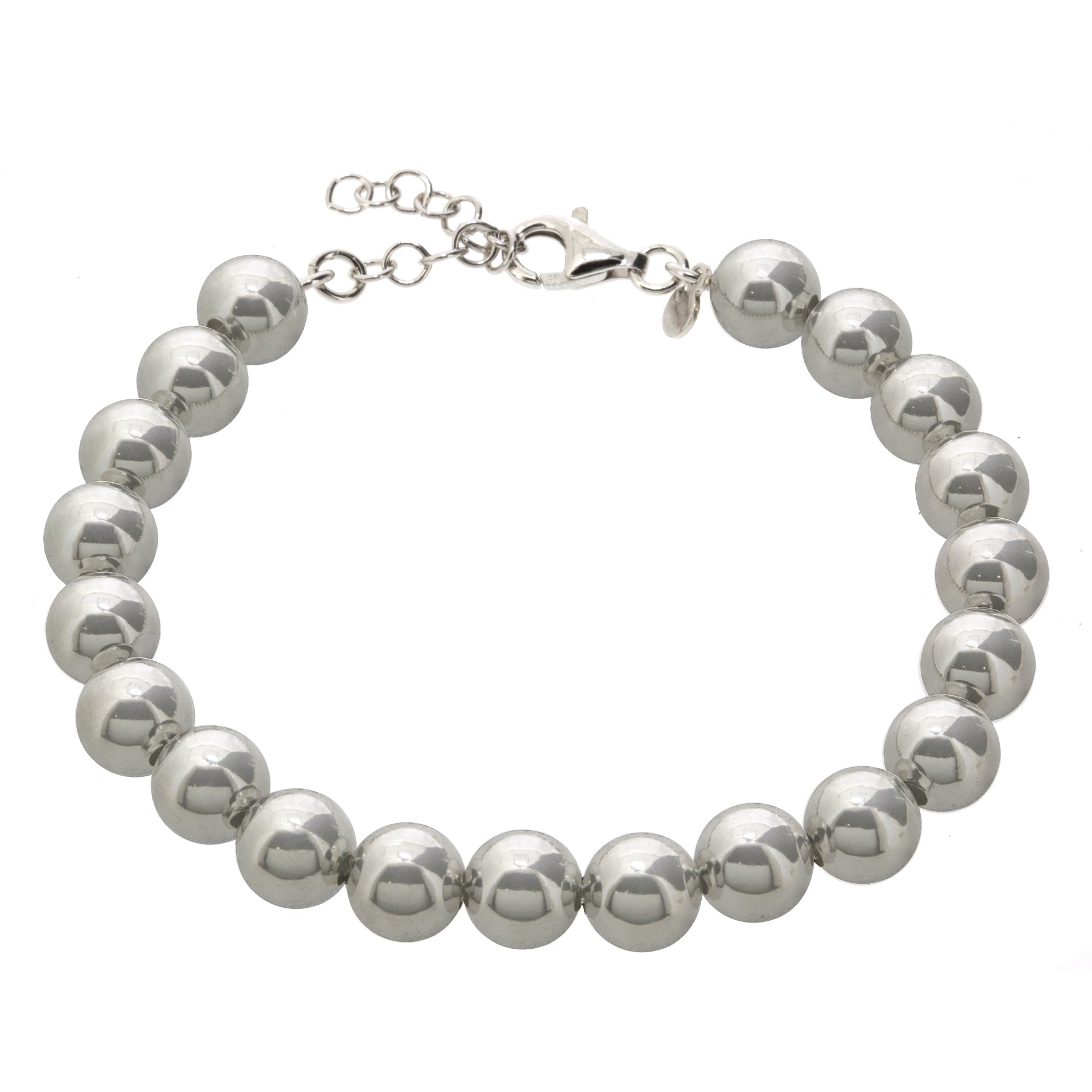 Gemvine Sterling Silver 8mm Bead Adjustable Bracelet