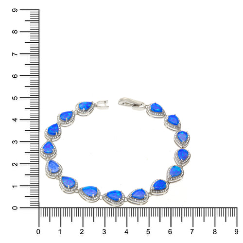 Gemvine Sterling Silver Blue Teardrop Opalique & Cubic Zirconia Bracelet