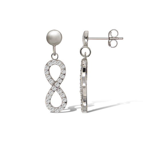 Gemvine Sterling Silver Infinity Drop CZ Earrings