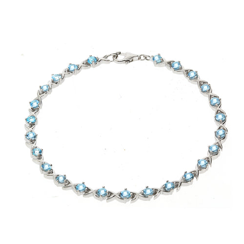 Gemvine Sterling Silver Blue Topaz Bracelet