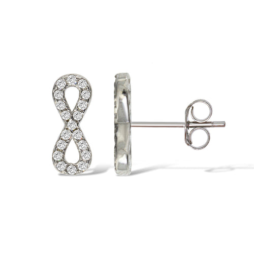 Gemvine Sterling Silver Infinity Design CZ Stud Earrings