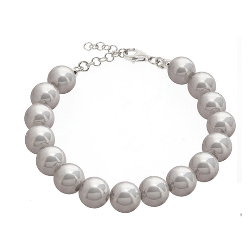 Gemvine Sterling Silver 10mm Bead Adjustable Bracelet