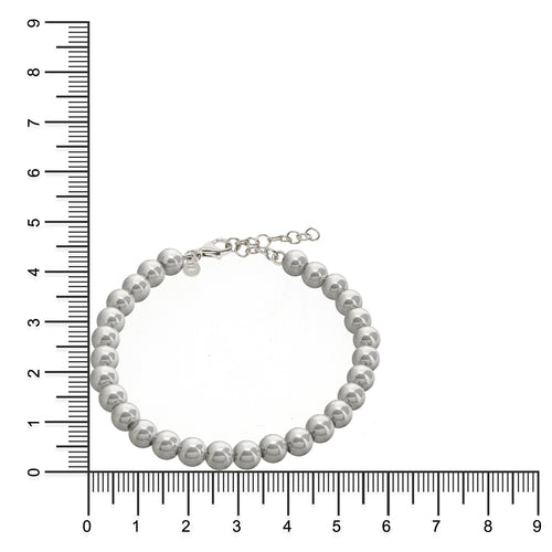 Gemvine Sterling Silver 6mm Bead Adjustable Bracelet
