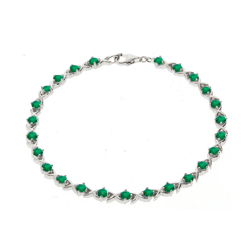 Gemvine Sterling Silver Real Emerald Gemstone Bracelet