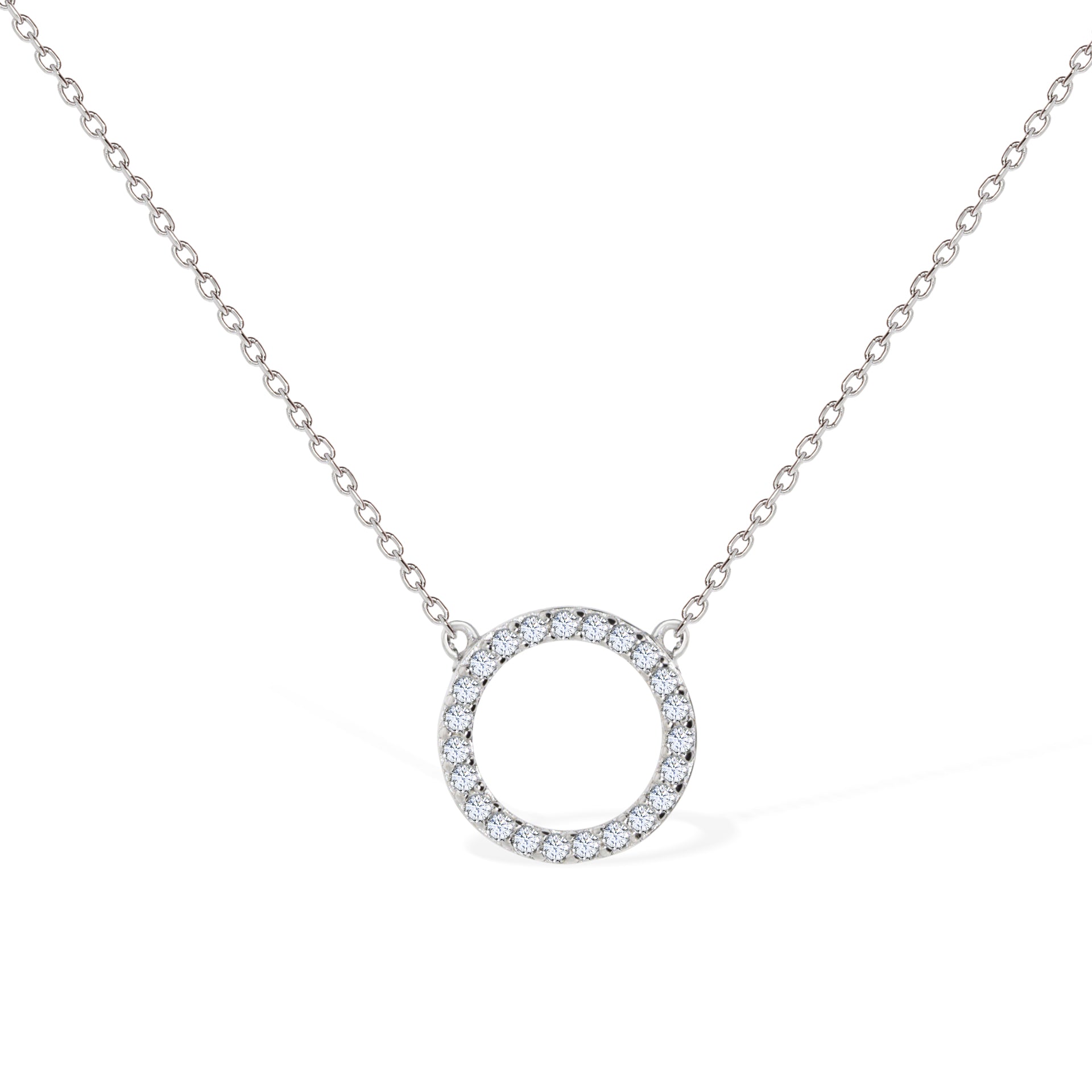 Gemvine Sterling Silver Round Small Halo Necklace Pendant + 18 Inch Adjustable Chain
