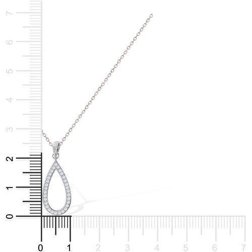 Gemvine Sterling Silver Teardrop CZ Necklace Pendant + 18 Inch Adjustable Chain