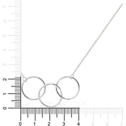Gemvine Sterling Silver Three Circle Necklace Pendant + 18 Inch Adjustable Chain