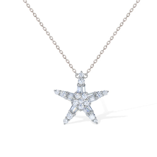 Gemvine Sterling Silver Star Pendant Necklace + 18 Inch Adjustable Chain