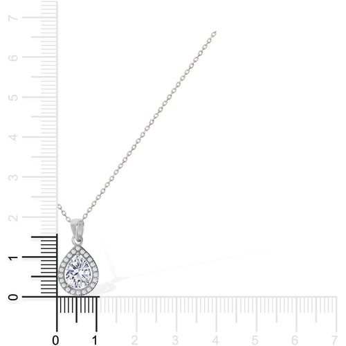 Gemvine Sterling Silver Teardrop Pendant Necklace + 18 Inch Adjustable Chain