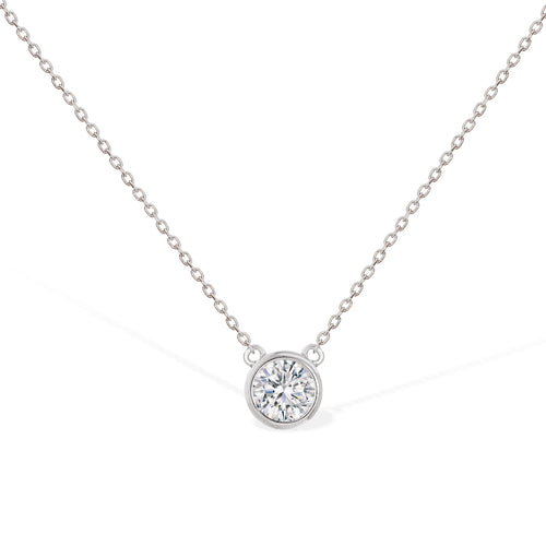 Gemvine Sterling Silver Cubic Diamond Pendant Necklace + 18 Inch Adjustable Chain