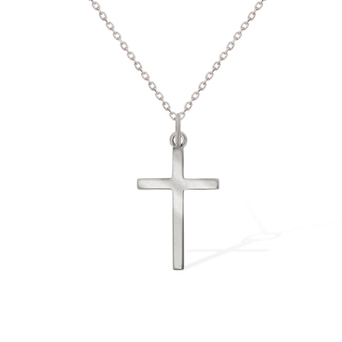 Gemvine Solid Sterling Silver Double Row Cross Pendant Necklace + 18 Inch Adjustable Chain