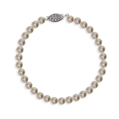 Gemvine Silver Ladies Freshwater Pearl Bracelet in 5 mm Pearls