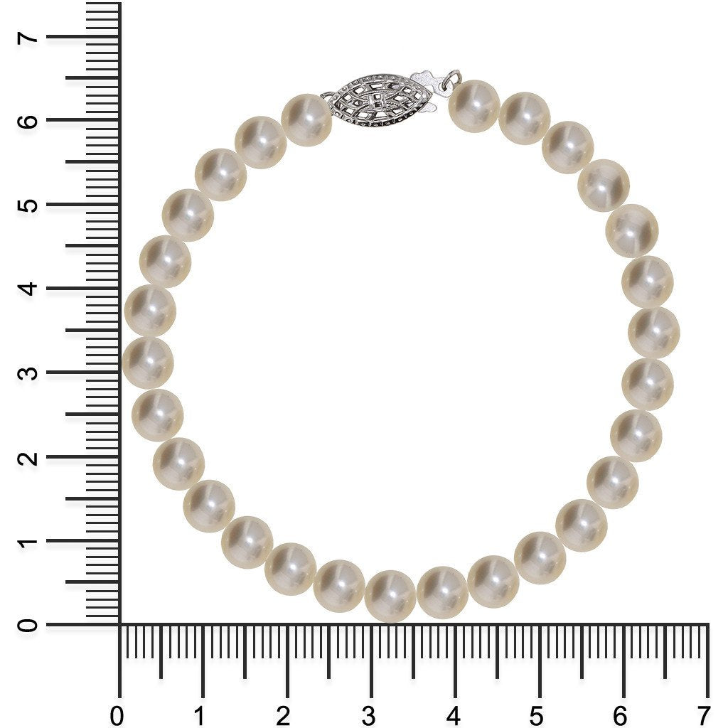Gemvine Silver Ladies Freshwater Pearl Bracelet in 6 mm Pearls
