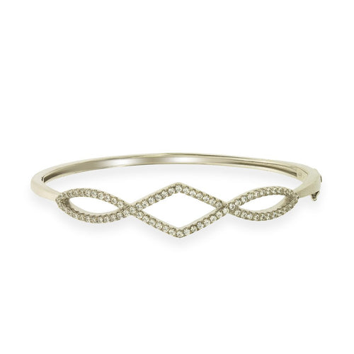Gemvine Solid Sterling Silver Ladies Double Loop Diamond Bangle Bracelet