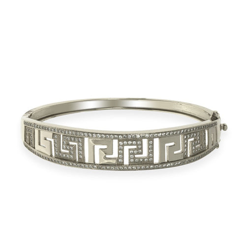 Gemvine Solid Sterling Silver Ladies Mosaic Bangle Bracelet