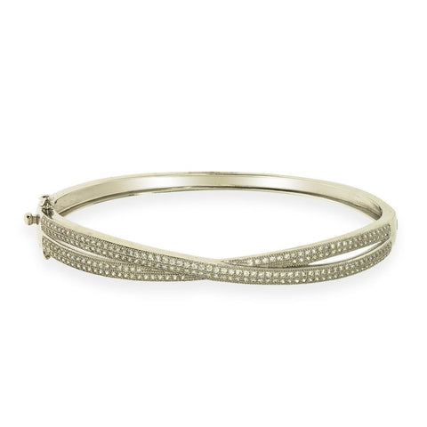 Gemvine Solid Sterling Silver Ladies Overlay Bangle Bracelet