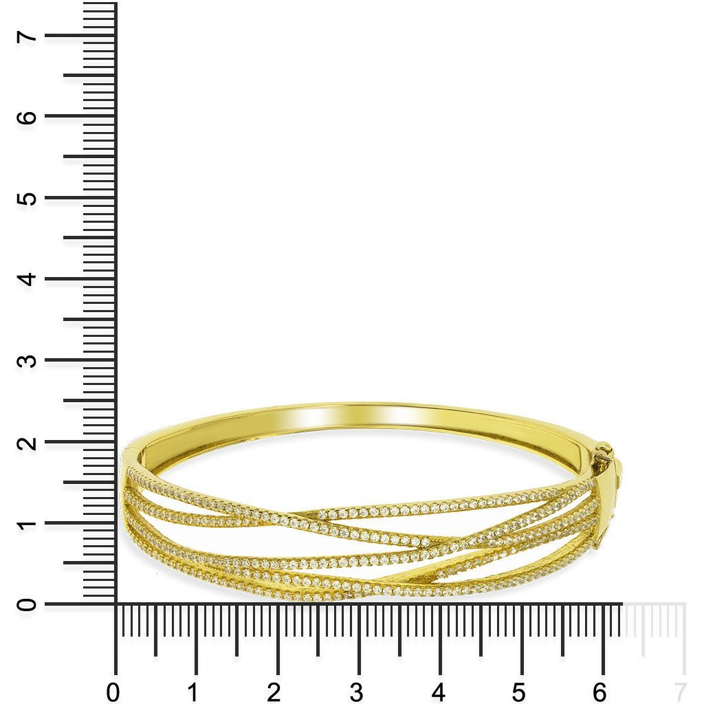 Gemvine Solid Sterling Silver Ladies Wire Bangle Bracelet in Gold