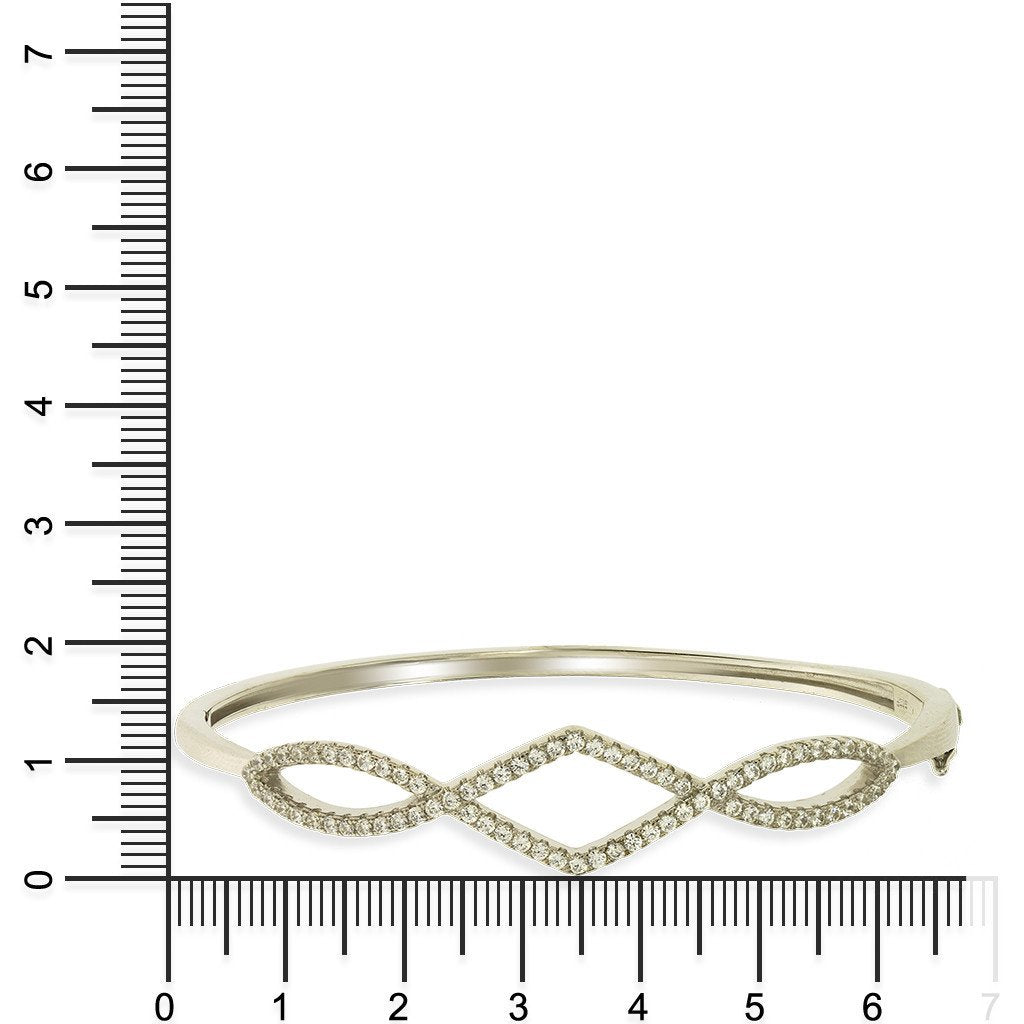 Gemvine Solid Sterling Silver Ladies Double Loop Diamond Bangle Bracelet