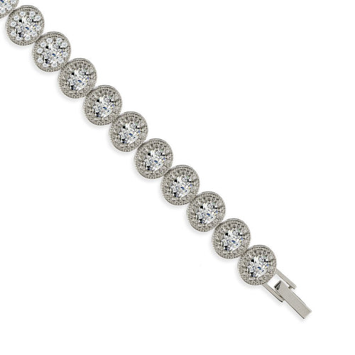 Gemvine Sterling Silver Bracelet in Cubic Crystal White
