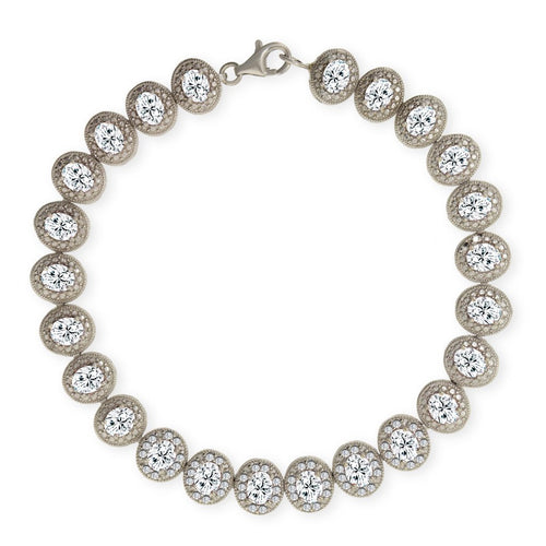 Gemvine Sterling Silver Bracelet in Cubic Crystal White