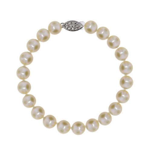 Gemvine Silver Ladies Freshwater Pearl Bracelet in 8 mm Pearls