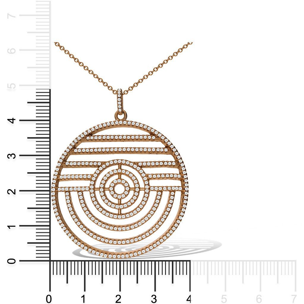 Gemvine Sterling Silver Large Crop Circle Pendant Necklace in Rose + 18 Inch Adjustable Chain
