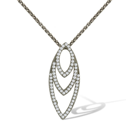 Gemvine Sterling Silver Triple Eclipse Pendant Necklace + 18 Inch Adjustable Chain