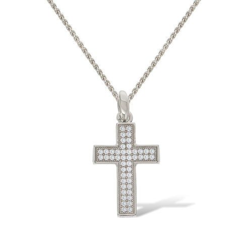 Gemvine Solid Sterling Silver Large Cross Pendant Necklace + 18 Inch Adjustable Chain