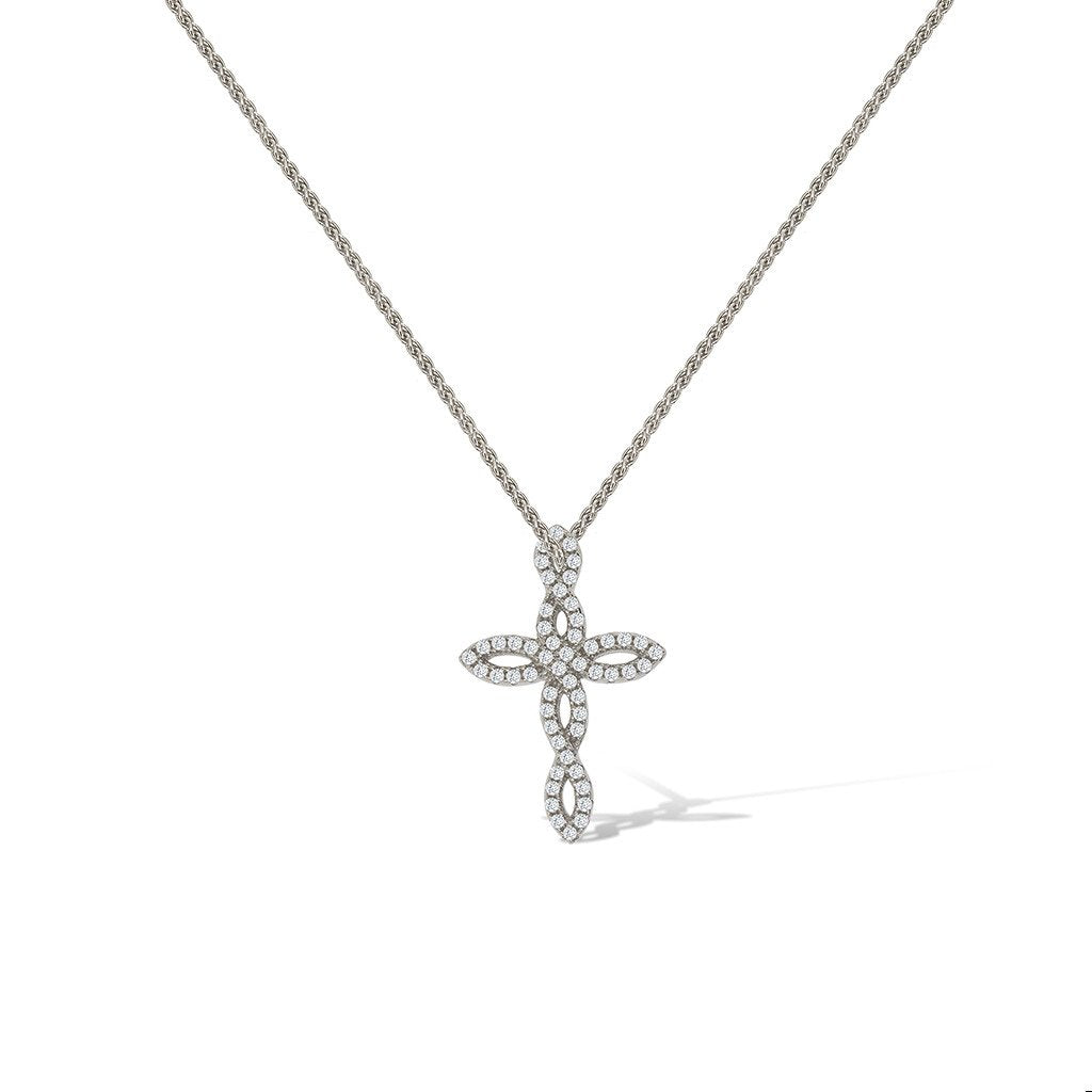 Gemvine Sterling Silver Spiral Cross Pendant Necklace + 18 Inch Adjustable Chain