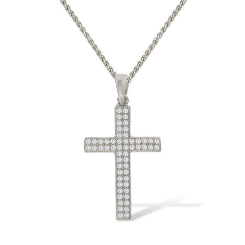 Gemvine Solid Sterling Silver Cross Pendant Necklace + 18 Inch Adjustable Chain
