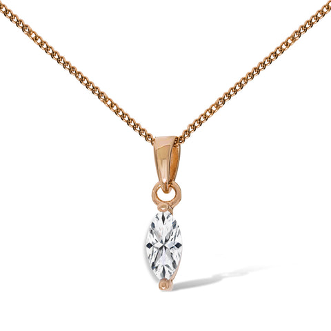 Gemvine Sterling Silver Cubic Diamond Pendant Necklace in Rose + 18 Inch Adjustable Chain