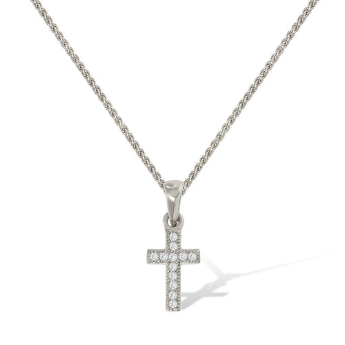 Gemvine Solid Sterling Silver Single Row Cross Pendant Necklace + 18 Inch Adjustable Chain