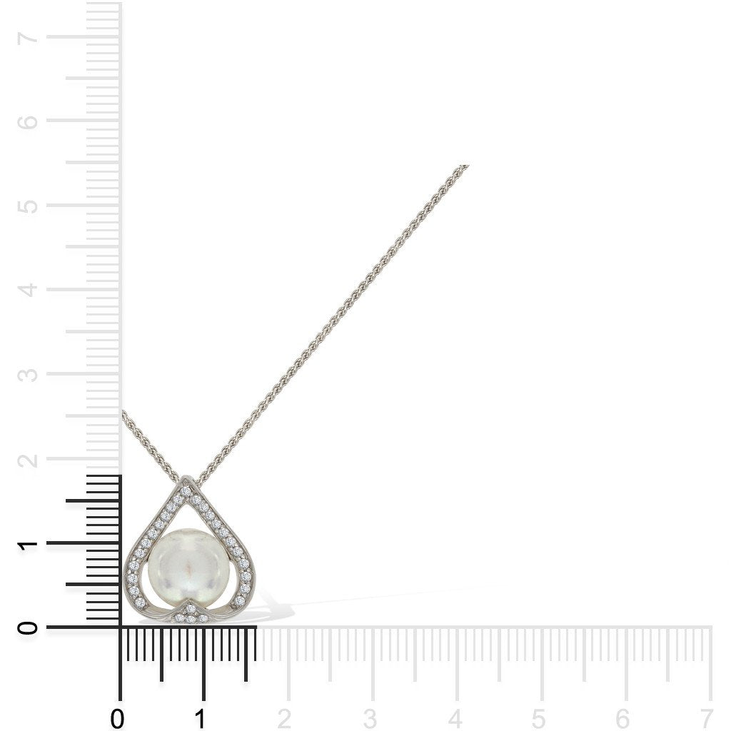 Gemvine Sterling Silver Freshwater Pearl Teardrop Pendant Necklace + 18 Inch Adjustable Chain