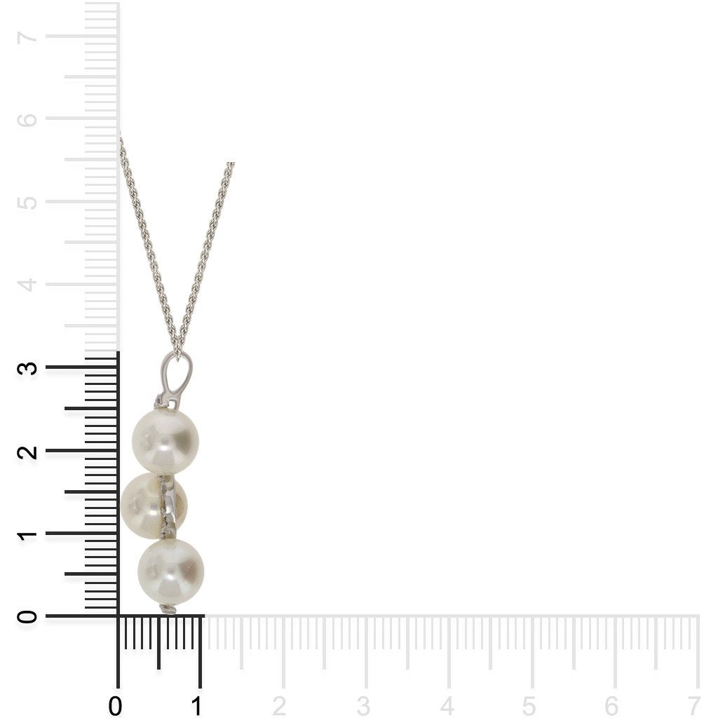 Gemvine Sterling Silver Freshwater Triple Pearl Drop Pendant Necklace + 18 Inch Adjustable Chain