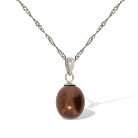 Gemvine Sterling Silver Freshwater Pearl Drop Pendant Necklace + 18 Inch Adjustable Chain