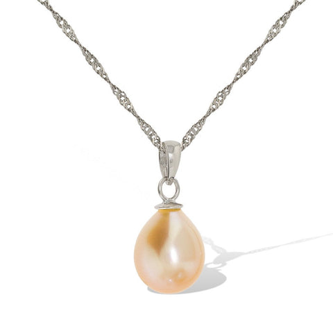 Gemvine Sterling Silver Freshwater Pearl Swirling Pendant Necklace + 18 Inch Adjustable Chain