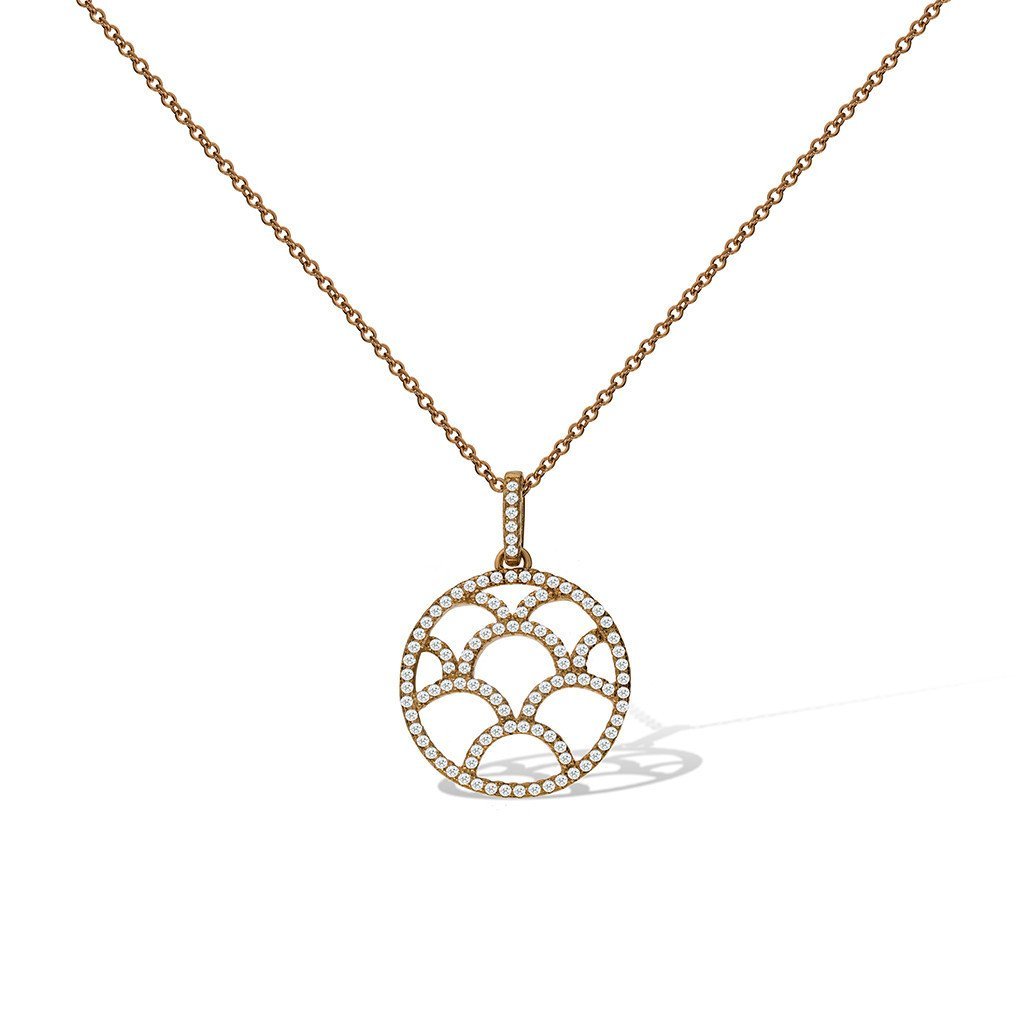 Gemvine Sterling Silver Elegant Pendant Necklace in Rose + 18 Inch Adjustable Chain
