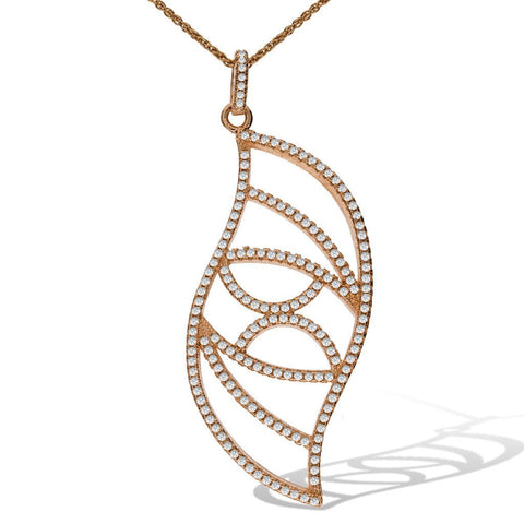 Gemvine Sterling Silver Cubic Round Swirl Pendant Necklace in Rose + 18 Inch Adjustable Chain