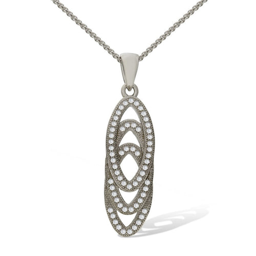 Gemvine Sterling Silver Triple Oval Pendant Necklace + 18 Inch Adjustable Chain