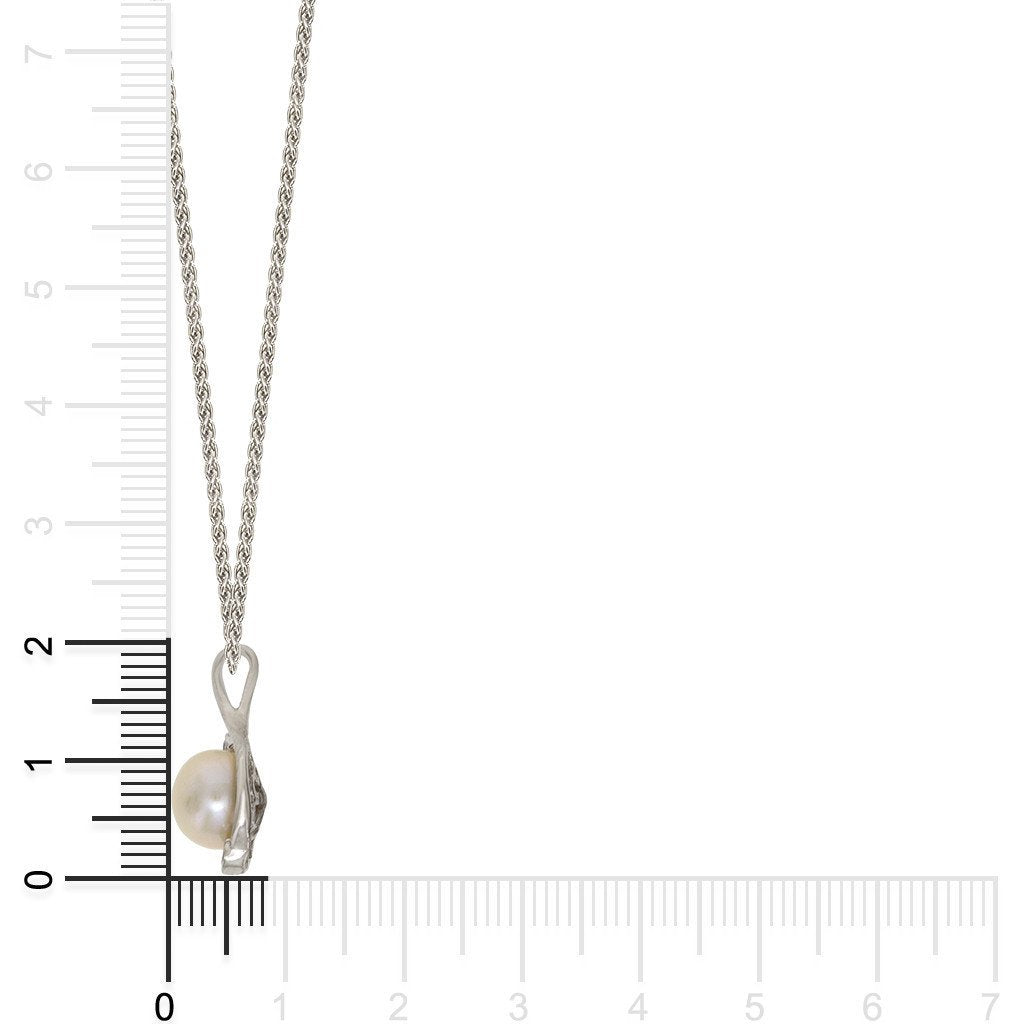 Gemvine  Sterling Silver Freshwater Pearl Centre Pendant Necklace + 18 Inch Adjustable Chain