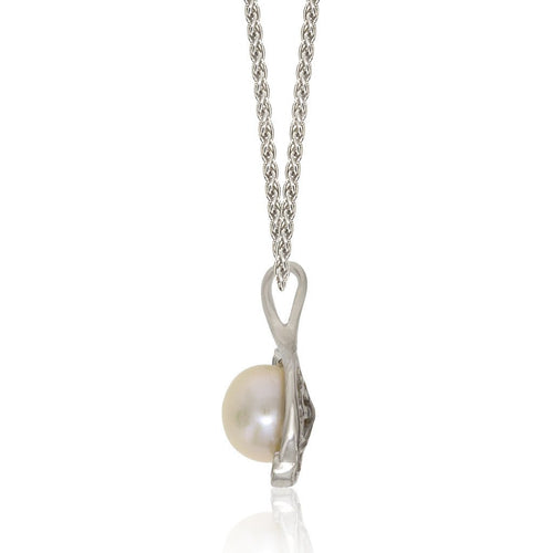 Gemvine  Sterling Silver Freshwater Pearl Centre Pendant Necklace + 18 Inch Adjustable Chain