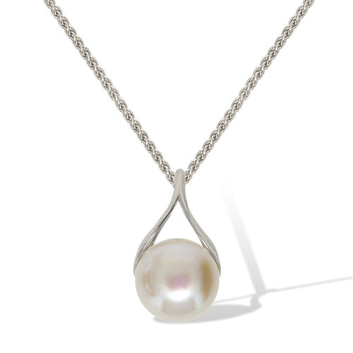 Gemvine Sterling Silver Freshwater Drop Pearl Pendant Necklace + 18 Inch Adjustable Chain