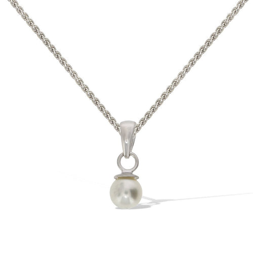 Gemvine Sterling Silver 5mm Freshwater Pearl Pendant Necklace + 18 Inch Adjustable Chain
